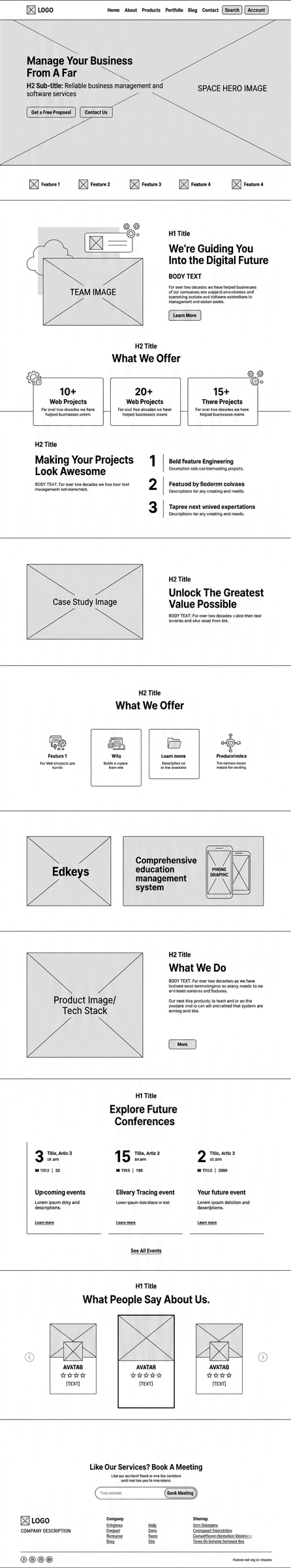 Wireframe-inspired service card exploration with selectable states.